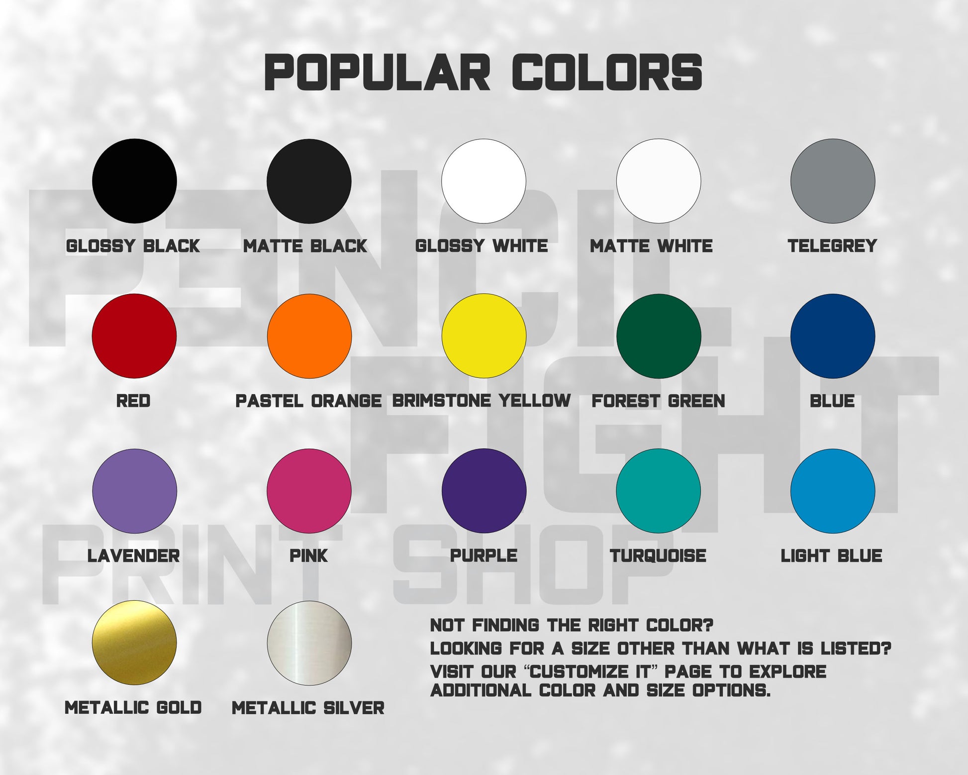 Pencil Fight Print Shop Vinyl Decal color options