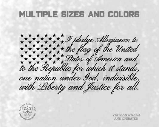 Pledge of Allegiance American Flag Vinyl Decal