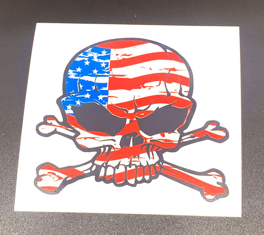 Patriotic Skull and Crossbones Sticker Decal