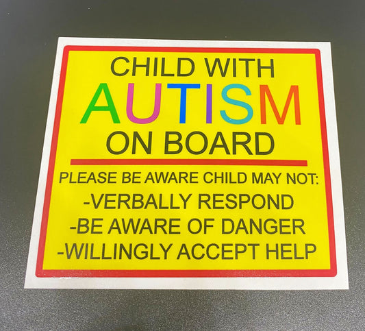 Child with Autism on Board Sticker Decal